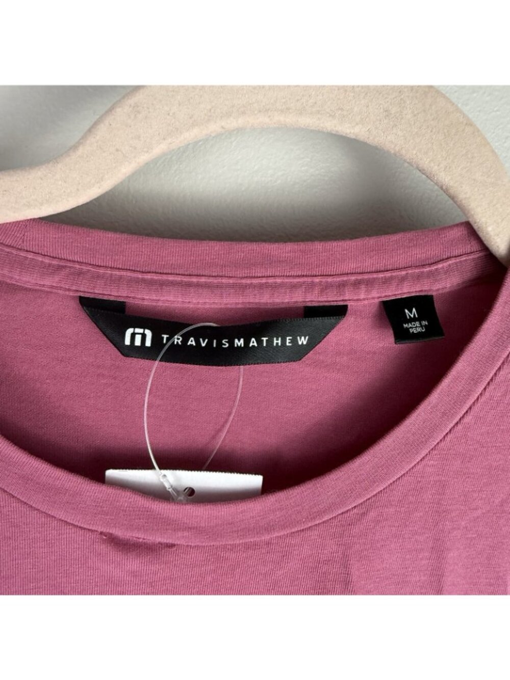 TravisMathew Men Mauve Pink Crew Neck T-Shirt Medium Modal Cotton Golf Flaw - Picture 5 of 9